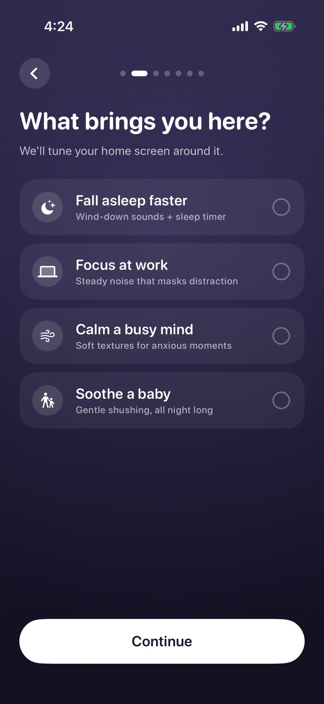 Noizim onboarding asking what brings you here